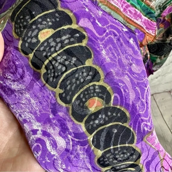 Susan Freis vintage multicolor ruffle tier abstract dress - Picture 10 of 15